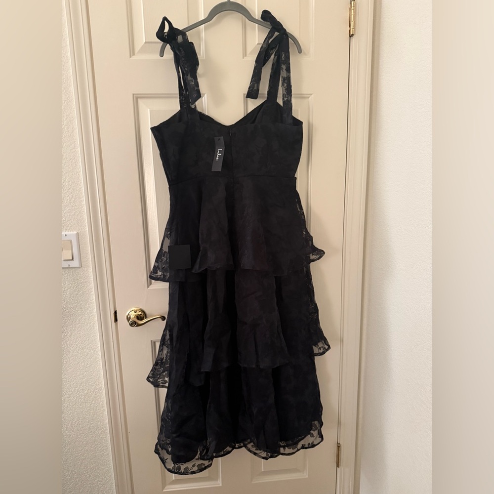 Lulu's Black Floral Midi Dress - Picture 4 of 4